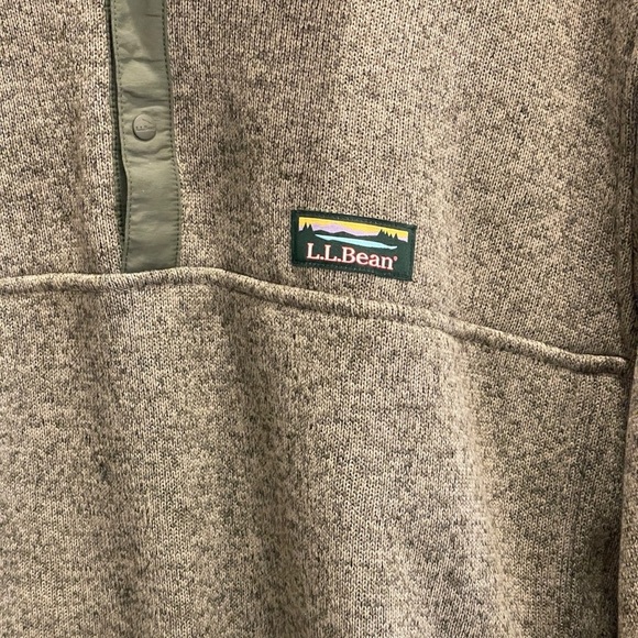 L.L. Bean Mens Green Fleece Pullover 1/4 Snap Long Sleeve Sweater Size XL Tall - Picture 6 of 9